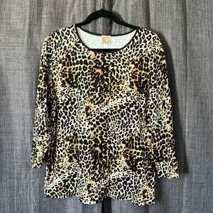 JM collection leopard spot 3/4 sleeve tshirt size XL